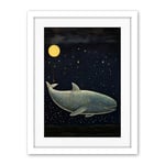 Artery8 Whale Breach at Full Moon Reach for the Stars Conceptual Artwork Kids Bedroom Artwork Framed Wall Art Print 18X24 Inch