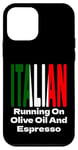 Coque pour iPhone 12 mini Drapeau italien amusant qui coule sur l'huile d'olive et expresso