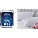 Silentnight Soft as Silk Mattress Protector - Double with Silentnight Soft as Silk Pillow Protector - Pack of 2