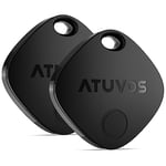 ATUVOS Air Tracker Tag Item Finder-2 Pack, Compatible with Apple Find My (iOS Only), Replaceable Battery, IP67 Waterproof, for Keys, Luggages, Suitcases, Wallets, Bags, Black