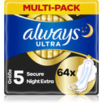 Always Ultra Secure Night Extra terveyssiteet 64 kpl