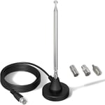 Antenne Radio Dab Fm Maison Télescopique Antenne Numérique 79Cm Intérieure Avec Base Magnétique Câble D'Extension De 3 Mètres Pour Récepteur Stéréo Dab+ Dab Fm Av Audio Vidéo Ricevitore Cinéma