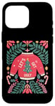 Coque pour iPhone 16 Pro Max Pull de Noël bohème festif en forme de canne à sucre d'orge floral