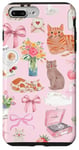 iPhone 7 Plus/8 Plus Pink Coquette Floral Ribbon Bow & Cute Kitten Cat Lover Case