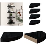 Tagères d'angle flottantes 4 pcs noir brillant 25x25x3,8cm mdf - étagère d'angle - étagères d'angle - Home & Living - Noir