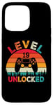 Coque pour iPhone 15 Pro Max Level 19 Gamer vidéo débloqué pour 19e anniversaire garçon