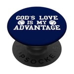 God's Love is My Advantage Christian Tennis Jesus Christ PopSockets PopGrip Adhésif