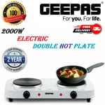 Geepas Double Hot Plate Electric Cooker 2000W Tabletop Hob Overheat Protection