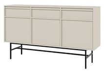 Selsey Commode Deboute Meuble De Rangement À 3 Tiroirs 3 Portes Push to Open 154 cm Beige Gris Evo