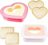 Thstheaven 2 Pcs Sandwich Cutter and Sealer Decruster Bread Sandwich Maker Cutters Make DIY Pocket Sandwiches Mold Heart and Square Shape Decruster for Kids and Family Kitchen Tools