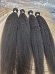 30+30+30+30 4BUNDLES BRAZILIAN HUMAN HAIR KINKY STRAIGHT 400g 12A NATURAL 1B#