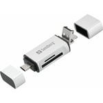 Card Reader USB-C+USB+MicroUSB lecteur de carte mémoire Argent - Lecteurs de carte mémoire (MicroSD (TransFlash),SD, Argent, usb, 1 pièce(s), 80 mm,