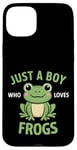 Coque pour iPhone 15 Plus Juste un garçon qui aime les grenouilles, de jolis garçons illustrés de grenouilles