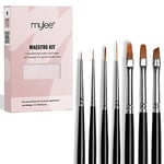 Mylee Maestro Nail Brush Kit, 7x Brushes Design for Gel Nail Art & Polish Application, Oval, Angled, Ombre, Fine, Professional Quality Manicure Painting Tool, Liner Drawing Pen, for Home & Salon Use