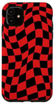 Coque pour iPhone 11 Carreaux noir et rouge vintage à carreaux