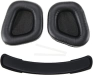 1 Paire Coussinets d'oreille avec Bandeau Compatible avec Corsair Void/Void Pro/RGB Elite Écouteurs sans Fil en Cuir Protéiné Coussinets de Remplacement,Noir