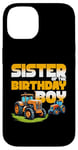 Coque pour iPhone 14 Tracteur de ferme pour enfant avec inscription « Sister of the Birthday »