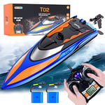 GizmoVine RC Bateau, 25KM/H Bateau Telecommandé, 2,4 GHz Bateau Radiocommandés Jouet, RC Racing Bateaux pour Adultes et Enfants Piscines et Lacs Bateau avec 2 Batterie