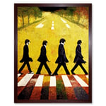 Abbey Road Abstract Stylised Beatles Boho Landscape Red And Ochre Art Print Framed Poster Wall Decor 12x16 inch