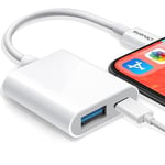 Adaptateur d'appareil photo USB pour iPhone iPad, Oliveria USB femelle OTG, compatible avec iPhone et iPad, chargement et lecture simultanés, Plug and Play, adaptateur USB portable pour iPhone, iPad,