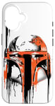 iPhone 16 Star Wars Boba Fett Helmet Paint Drip White Case