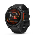 Garmin fēnix® 8 – Montre GPS Multisports AMOLED - Gray avec Bracelet en Silicone Noir – 47 mm