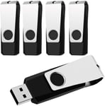 Clé USB 16 Go Lot de 5 USB 2.0 Pendrive Clef USB 16go Pivotantes Disque Mémoire Stick avec 5 Cordes (Noir,5pcs*16GB)