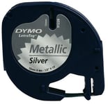 DYMO LetraTag Band, 12 mm brett, 4 m långt, plast, silver