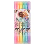 Depesche 12188 TOPModel-Set Enfants, avec 6 feutres aux Couleurs Pastel, Crayons à Double Fibre dans Une Trousse Pinceau et Pointe fineliner, Violet, argenté, 1 Count (Pack of 1)