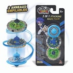 Infinity Nado Pack 2 Anneaux empilables + 1 Mini toupie Bleue,Jouet Enfant 5 6 7 8 9 10 11 12 Ans Garcon Fille