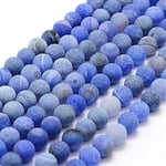 Lot de 15 perles en pierre précieuse de 6 mm 8 mm 10 mm Pierre Agate Givrée Pierre ronde Pierre naturelle givrée Perle en pierre semi-précieuse Perle avec trou pour enfiler (Bleu, 6 mm – 18 pièces)