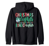 Christmas Lights Bingo Nights Xmas Tree Vintage Matching Zip Hoodie