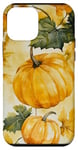 Coque pour iPhone 12 mini Aquarelle jaune tropical feuilles d'automne et citrouilles