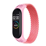 Bracelet Compatible pour Xiaomi Mi Band 7 6 5 4 3, Nylon Braided Stretch Solo Loop Bracelets Montre, Sport Remplacement Sangle avec Xiaomi Band Miband 7 5 6 4 3, Coup de poing rose, S