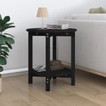 vidaXL Coffee Table Black Ø 55x60 cm Solid Wood Pine