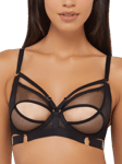 Wolf & Whistle Mesh Overlay Thick Strap Bra, Black