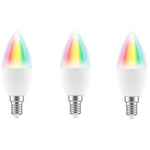 Brilliant Smart WiFi LED RGB C37,(3 Pack) 350 Lumens, 4.5W, Dimmable, Smart Light Bulb Bio-Rhythm Lighting Via BrilliantSmart App Remote Control Enabled 220 degrees Beam Angle