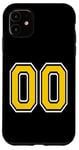 Coque pour iPhone 11 Numéro 0 en jaune, noir, blanc, version de poche