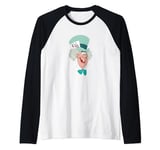 Disney Alice In Wonderland Mad Hatter Big Face Manche Raglan