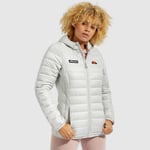 Ellesse Womens Puffa Jacket Padded Hooded Retro Burgundy Lompard Light Grey 8UK