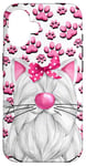 Coque pour iPhone 16 Pink Paw Pattern Unique Watercolor Cat Art For Cat Mom