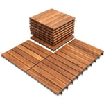 Hengda Lot de 11 Dalles de terrasse en bois Terrasse 30x30cm Jardin extérieur  pour 1m² REVETEMENT EXTERIEUR EN PLANCHE