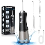 Vexloria Jet Dentaire Hydropulseur Portable 300 ML Water Flosser, Hydropulseur Dentaire Avec 3 Modes de Pression d'eau et 4 Embouts Remplaçables, Irrigateur Dentaire USB Rechargeable et Étanche IPX7