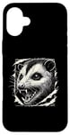 Coque pour iPhone 16 Plus Graphique déchiré au visage possum | Amoureux des animaux féroces