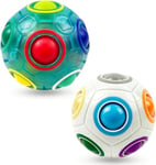 EACHHAHA Boule Magique Arc-en-Ciel Lot de 2 Puzzle 3D Ballon de Football Remplissage de Bas de Noël,Jeux de Divertissement pour Enfants et Jouets de décompression pour Adultes (Blanc + Bleu)