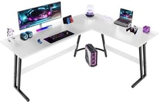 Devoko L Shaped Gaming Desk 170x130x75cm With Removable Monitor Stand, Corner Computer Desk Large PC Writing Table for Home and Office,Easy to Assemble,White Frosted