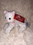 Russ Berrie KELLY The Cat Plush Beanie Soft Toy White Kitten Green Eyes /Ribbon