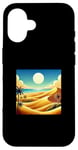 Coque pour iPhone 16 Sable Dunes Plage Soleil et Désert d'été Palmiers