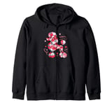 Cute Love Heart Roses Patten Valentines Day Poodle Zip Hoodie