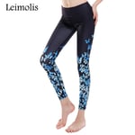 Women's 3d Top Quality Sport Printed Leggings Pants Winter Retro Blue Butterfly